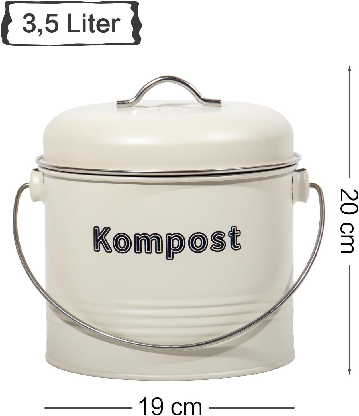 Zedelmaier Biomülleimer Biomülleimer Küche, Bio Mülleimer, Komposteimer Metall, Geruchsdicht mit Aktivkohlefiltern, Biomüll Retro 3,5L