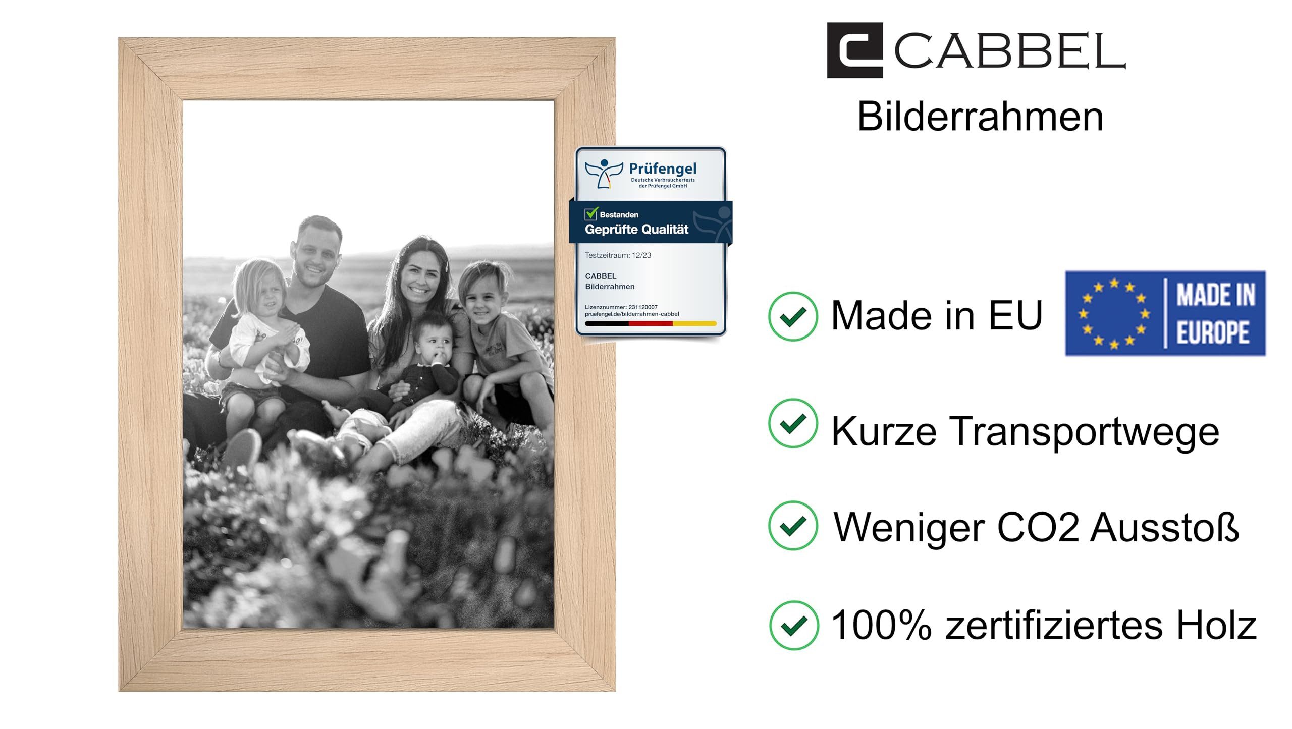 CABBEL Bilderrahmen MDF Holzrahmen Fotorahmen modern Collagen Foto Poster Galerie Wanddeko, für 1 Bilder (1 St), 18x24 cm Natur Wohnzimmer elegant Schmal Fotoga – Bild 2 von 5
