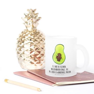 Mr. & Mrs. Panda Teeglas Avocado Kern - Transparent - Geschenk, Glas Teetasse, Frucht, Gesund, Premium Glas, Liebevolles Design