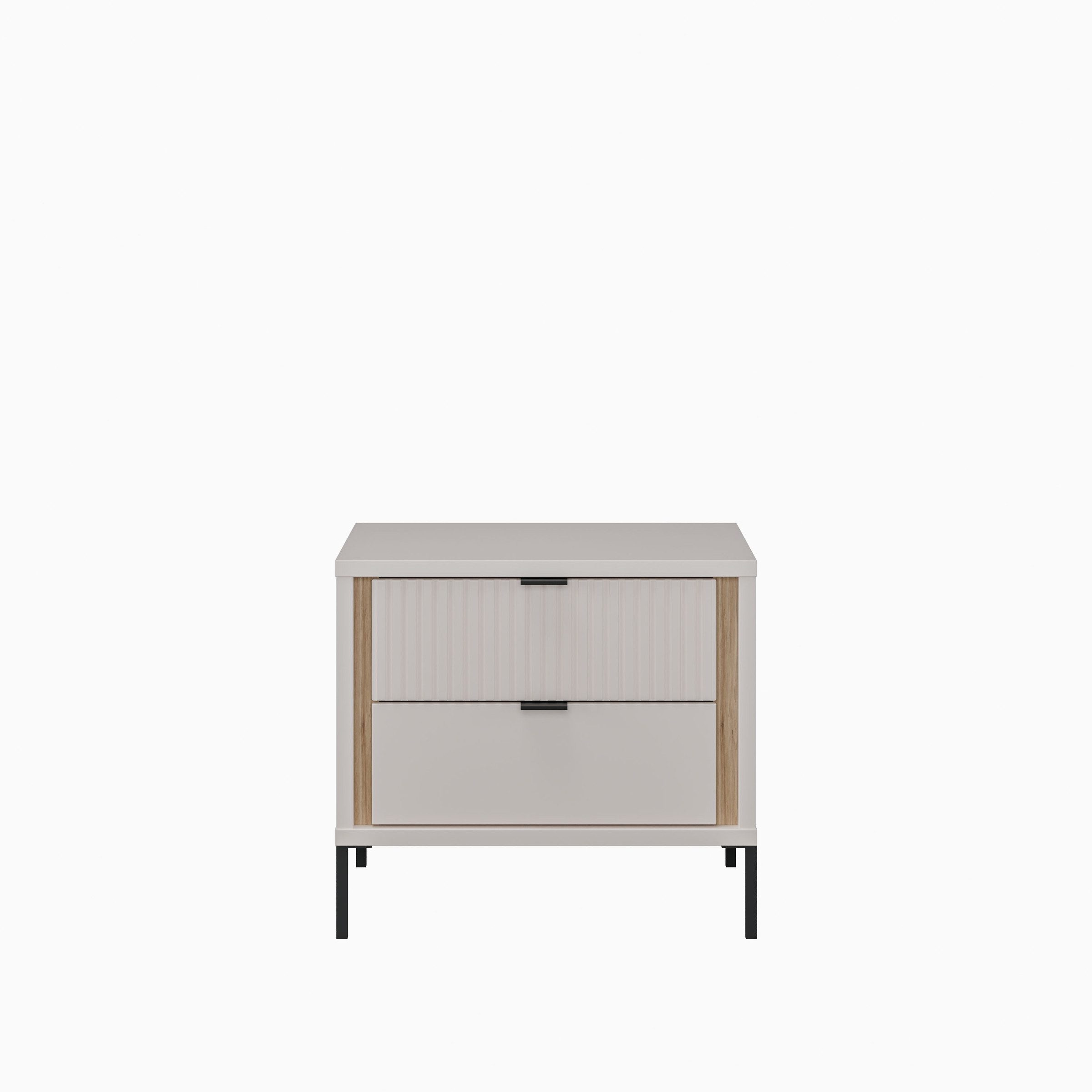PREISBRECHER Nachtkommode SERAVEL, in Sand / Mauvella Eiche Dekor - 54,4x48,8x41,5cm (BxHxT)