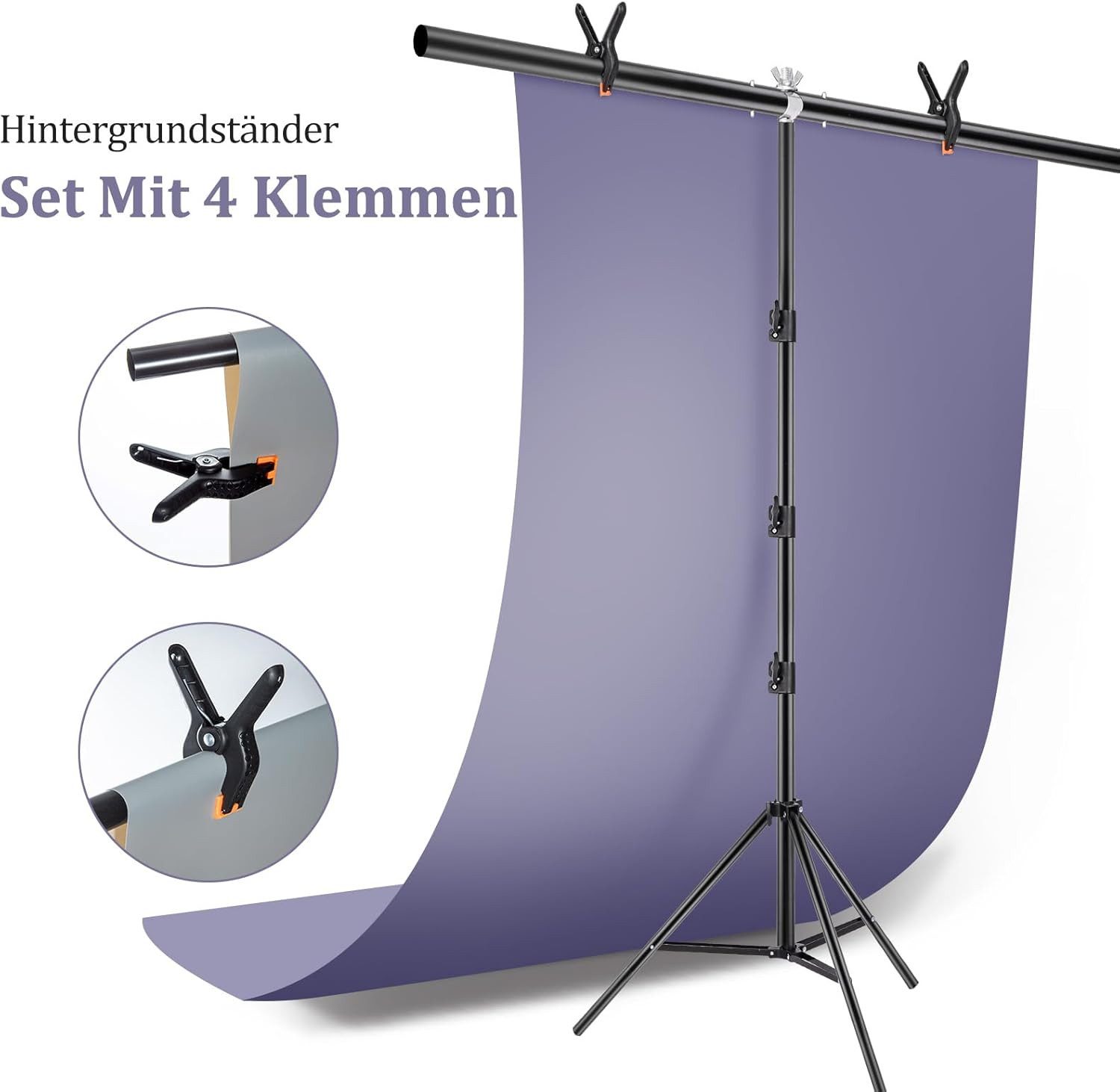 Youyijia Blitz-Halterung Background Stand 2 x 1.5 m Photo Background Stand Height Adjustable – Bild 5 von 5