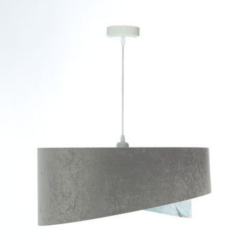 Licht-Erlebnisse Pendelleuchte KARIM, ohne Leuchtmittel, in Weiß Grau Hellblau marmoriert Silber E27 D: 50 cm Stoff Metall