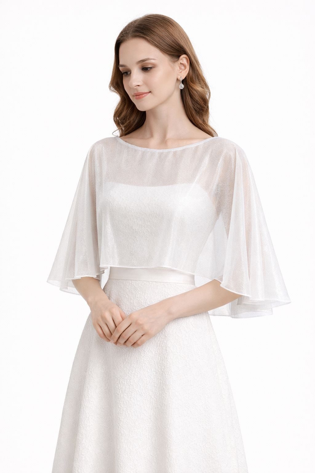 Bwecuy Bolero Damen Cape Schals für Hochzeitskleider Elegantes Bankett Capelets für Abendkleid Hochzeit Braut Brautjungfern Cape