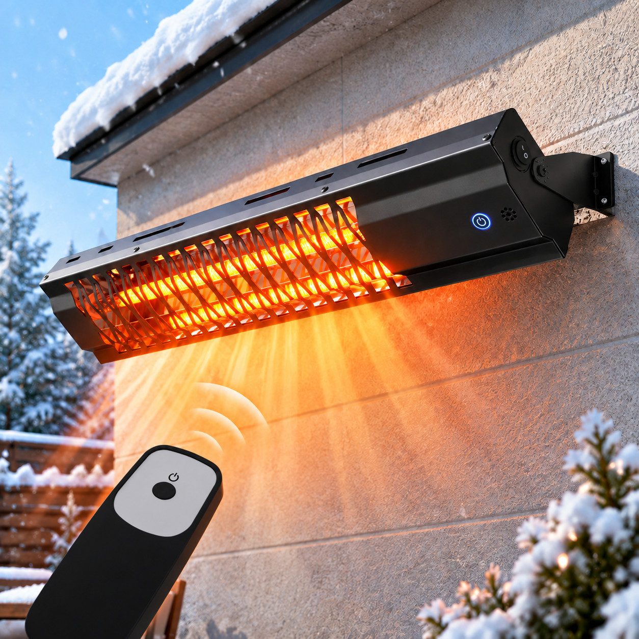 Ledklang Heizstrahler Infrarotstrahler Innen und Außen,Infrarotheizung Fernbedienung,Metall, 2000 W, Touch-Steuerung für Terrasse,Balkon,Garten,Wohnzimmer & Schlafzimmer