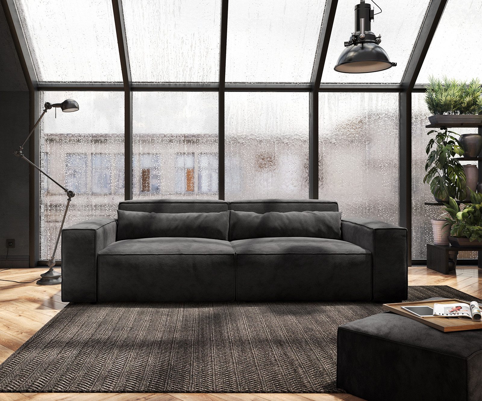 DELIFE Big-Sofa Sirpio, Mikrofaser schwarz 230x90 günstig online kaufen