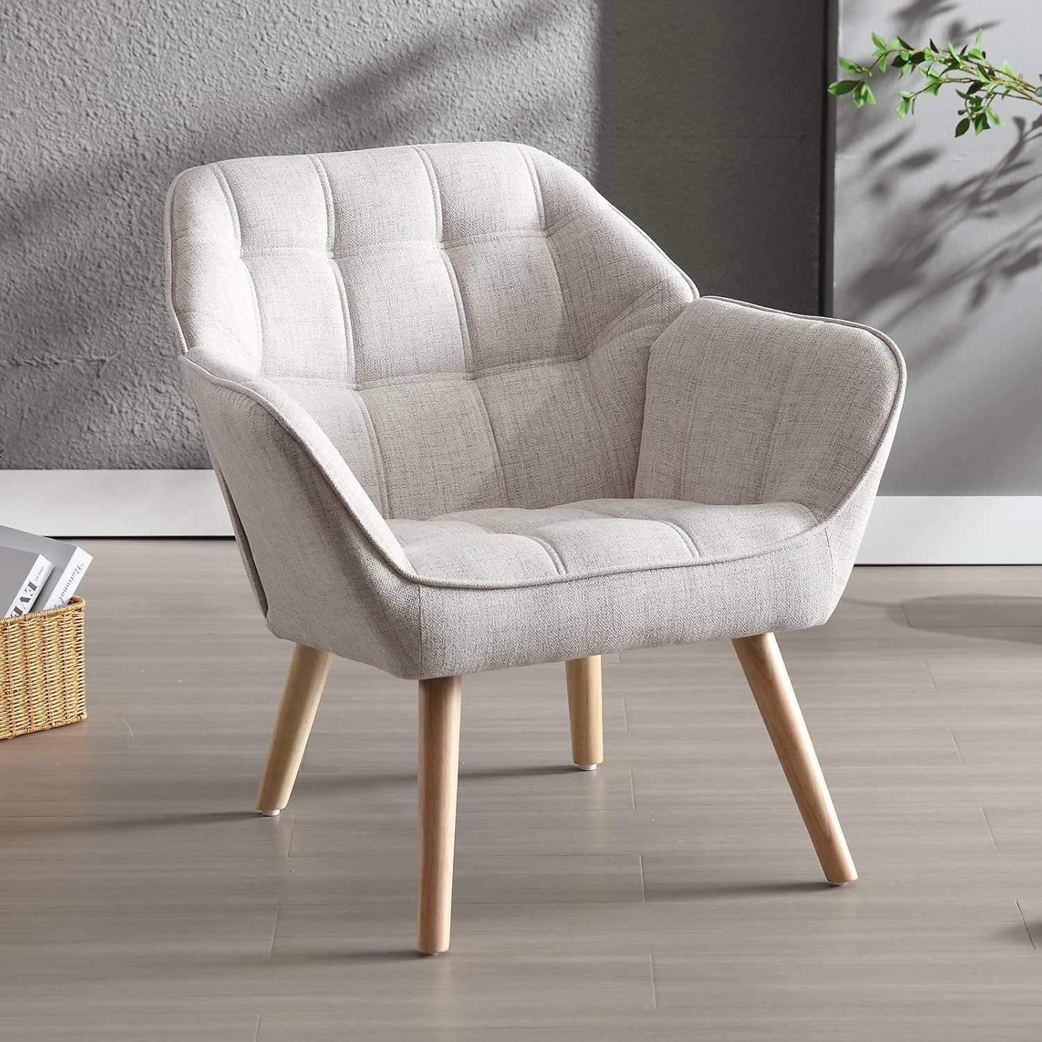WAHSON OFFICE CHAIRS Ohrensessel mit Massivholz-/Metallbeinen Moderner Sess günstig online kaufen