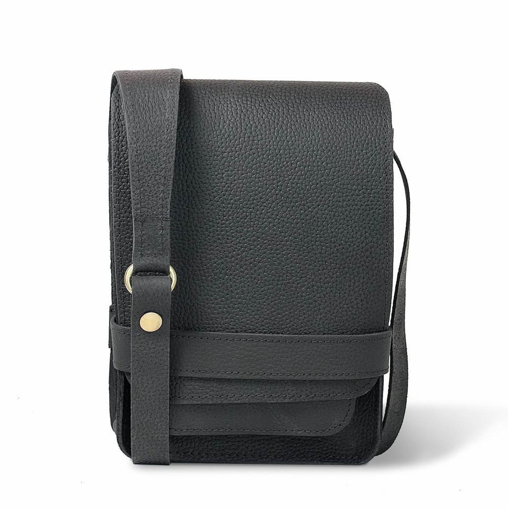 Jahn-Tasche Schultertasche Kleine Umhängetasche A5 Hoch-Format, Leder Schwarz, Jahn-Tasche 684