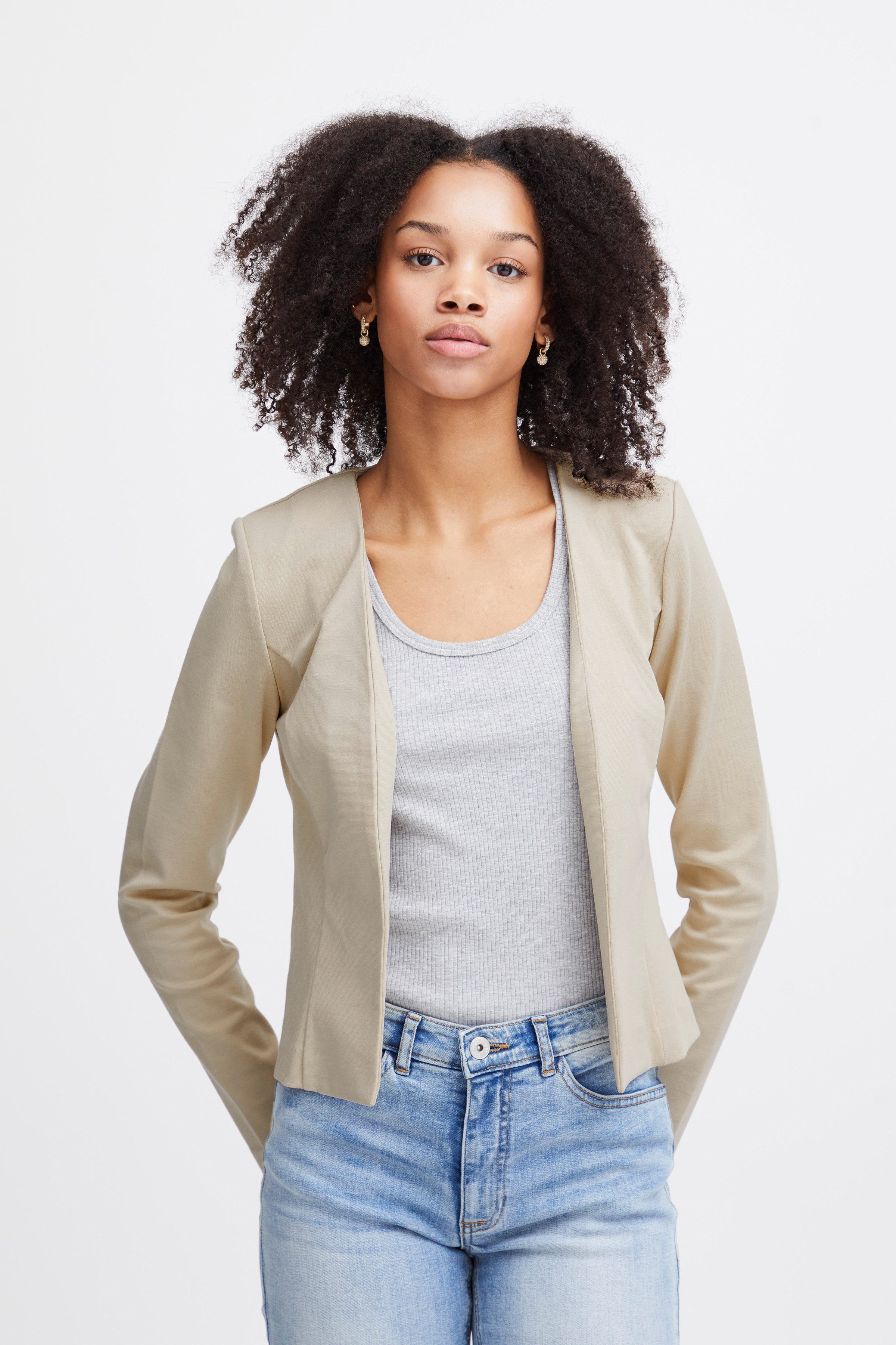 ICHI Kurzblazer IHKATE SHORT BL Materialmix, Regular fit