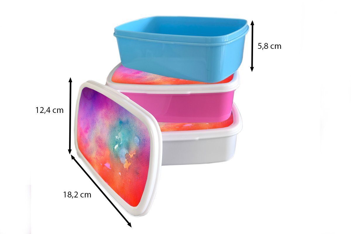 MuchoWow - (2-tlg), weiß Kinder Brotbox - für Brotdose, für Erwachsene, Grün und Mädchen und Rot, Jungs Lunchbox Aquarell Kunststoff, Abstrakt -