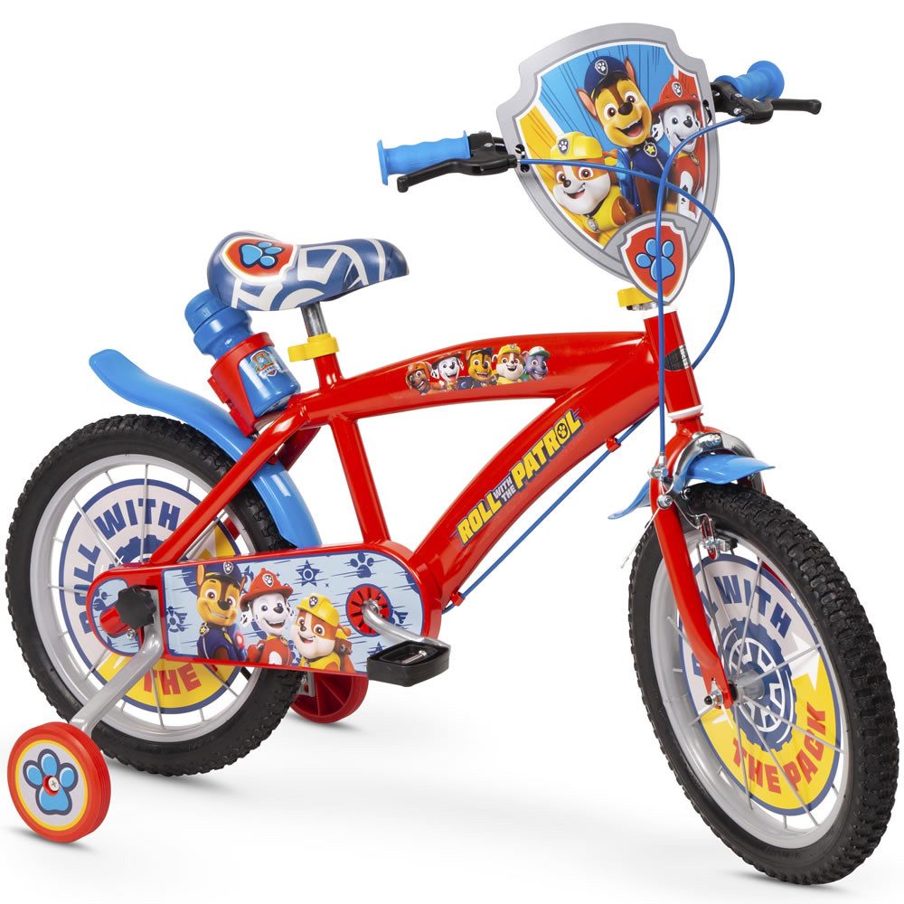 Toimsa Bikes Kinderfahrrad Paw Patrol Fahrrad – 12/14/16 Zoll mit Stützrädern Trinkflasche, 1 Gang, Kettenschutz, Schutzbleche, Stützräder, Trinkflasche