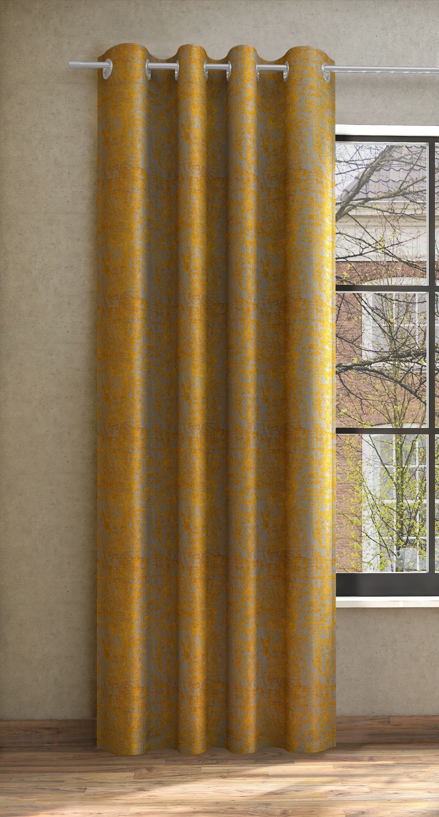 Vorhang ALASKA Nach Maß, Neutex for you!, Ösen (1 St), blickdicht, Jacquard, Vintageoptik taupe/messingfarben | Fertiggardinen