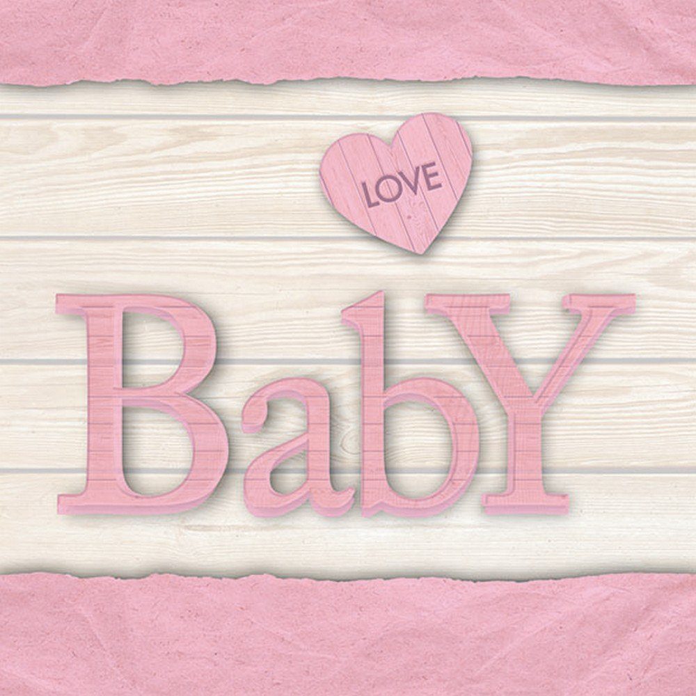 Ambiente Luxury Paper Products Papierserviette 20 Servietten Baby Love Girl 33x33cm, (20 St)