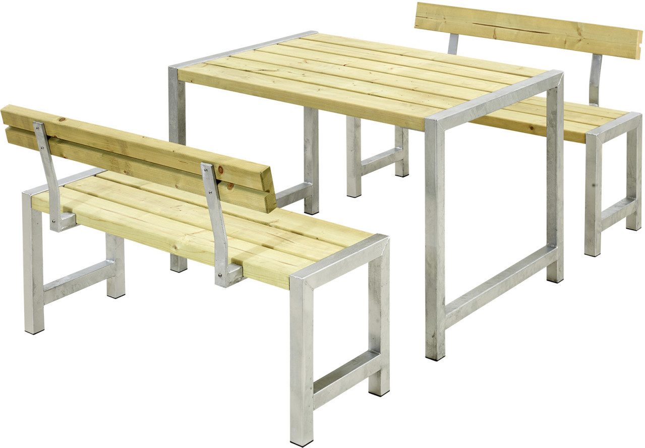 PLUS Gartenlounge-Set Plus Cafegarnitur Tisch und 2 Bänke & 2, Witterungsbeständig
