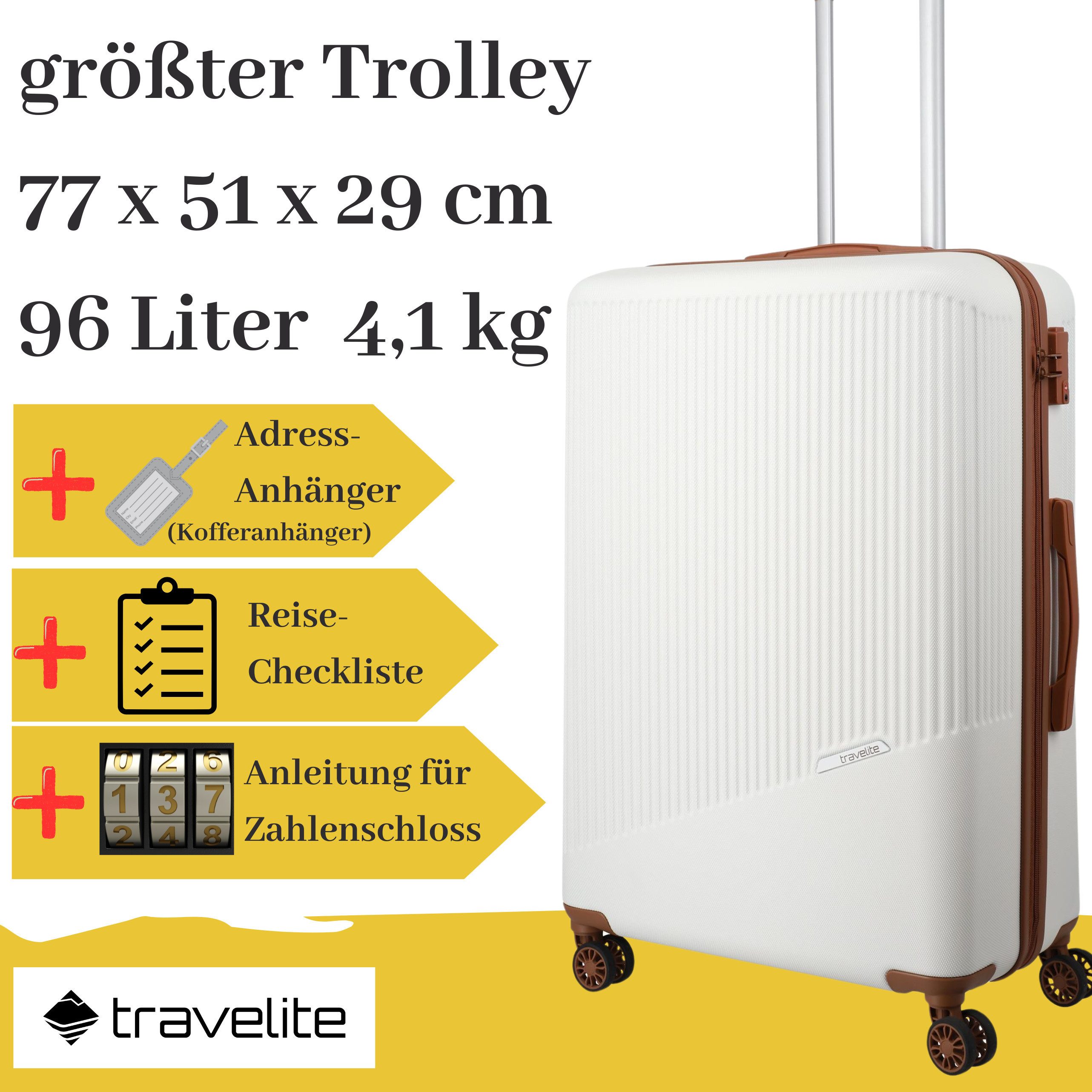 travelite Hartschalen-Trolley Trolleyset Kofferset weiß