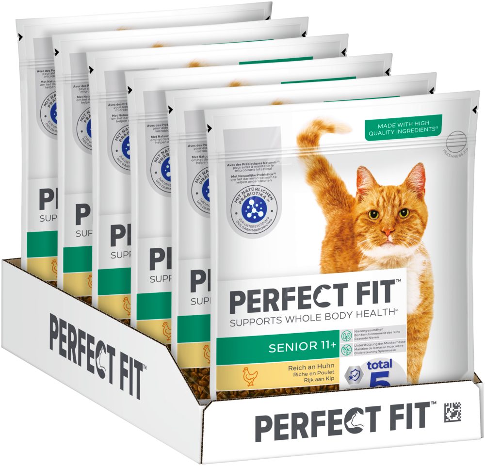 Perfect Fit PERFECT FIT™ Katze Beutel Senior 11+ mit Huhn 6 x 750g, Trockenfutter für: Katze