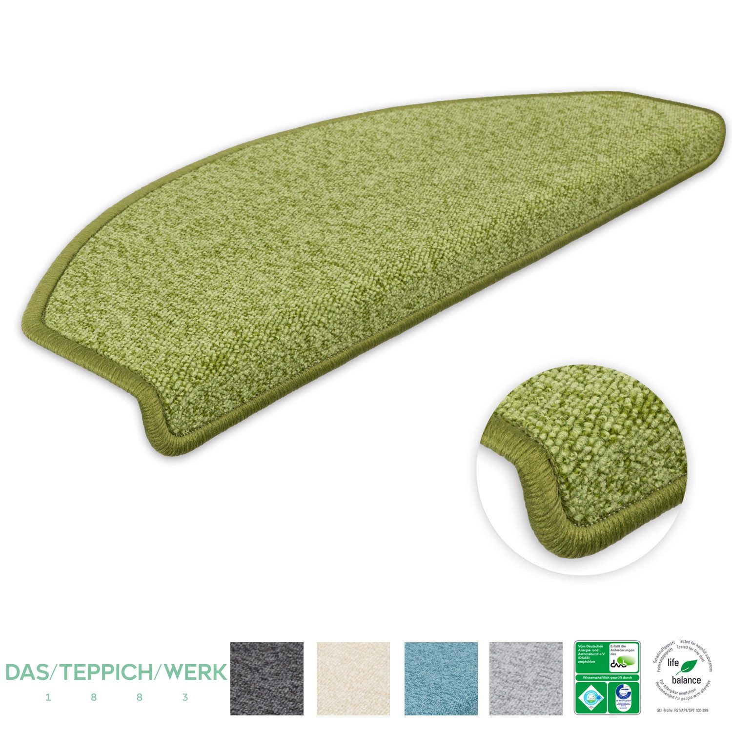 Metzker® Stufenmatte Stufenmatten DAS TEPPICHWERK Durango Halbrund in SparSets, halbrund, Höhe: 8 mm, 15 Stück im Set - Grün