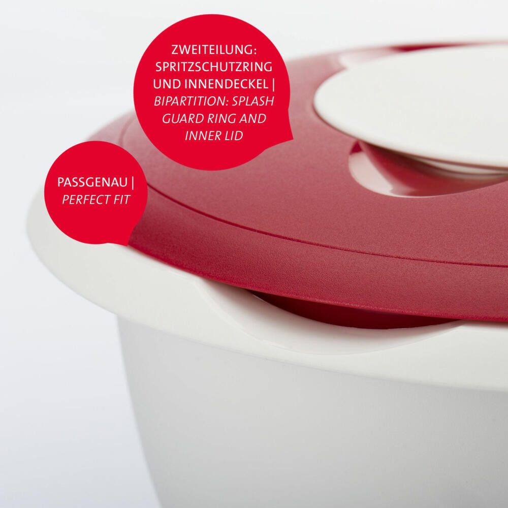 WESTMARK Rührschüssel mit zweigeteiltem Deckel, 3,5 l, Mit Ausgießer, Kunststoff, Weiß/Rot, PP, PE