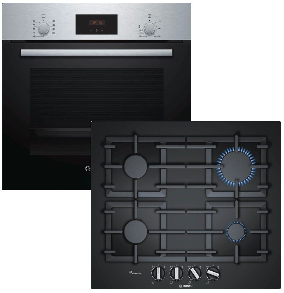 keenberk Backofen-Set HERDSET Bosch Backofen mit Bosch Gas-Kochfeld ...
