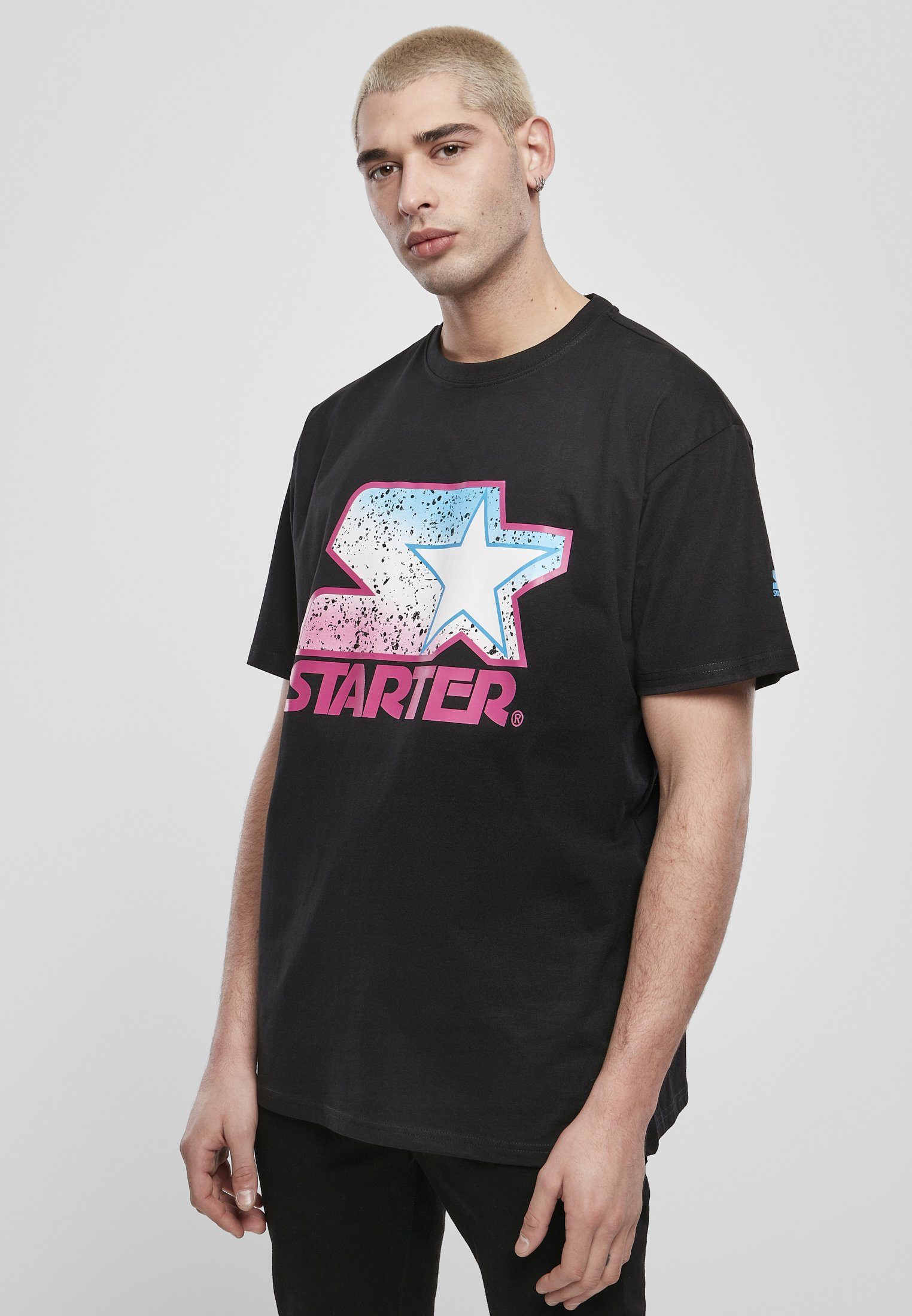 Starter T-Shirt (1-tlg) Starter Logo Multicolored Tee Herren blk/pink