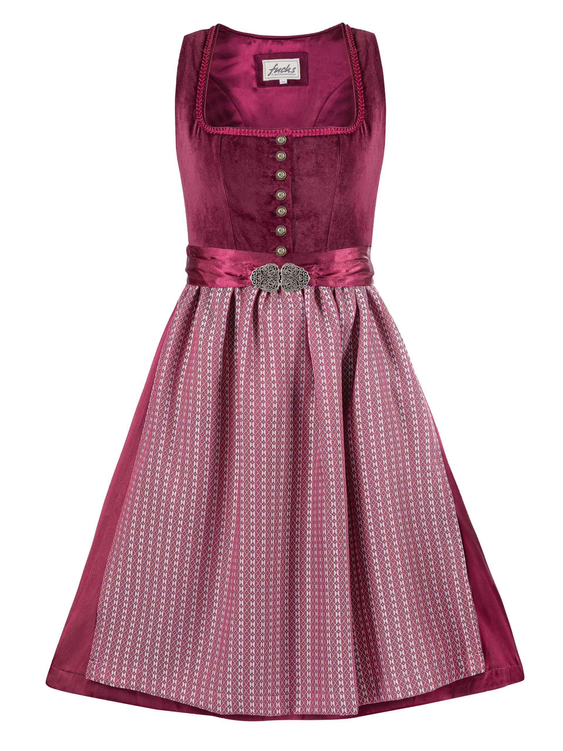 Trachten24.de Dirndl Midi Dirndl Antonia weinrot (2-tlg) Rockteil 65cm