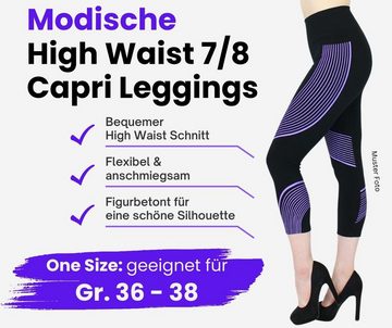 dy_mode 7/8-Leggings Damen Capri Leggings Fitnessleggings 7/8 Sporthose Sport Leggings mit elastischem Bund, High Waist