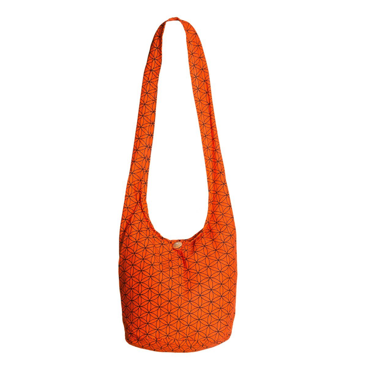 PANASIAM Schultertasche Geometrix Schulterbeutel aus 100% Baumwolle praktische Umhängetasche, In 2 Größen Beuteltasche auch als Wickeltasche und Handtasche geeignet Lebensblume. orange