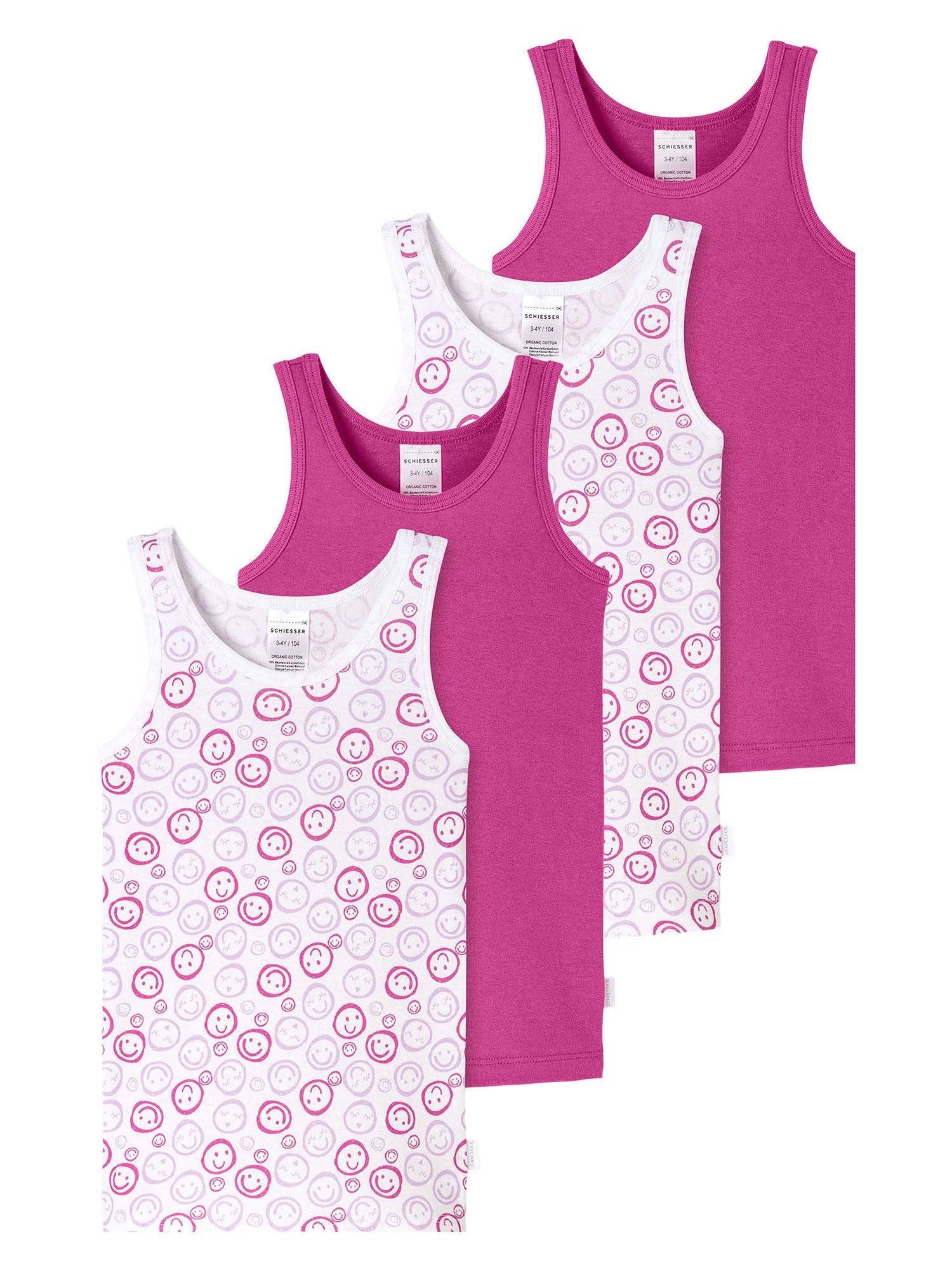 Schiesser Unterhemd Fine Rib (4-St) Achselhemd, Tanktop, Unterziehshirt