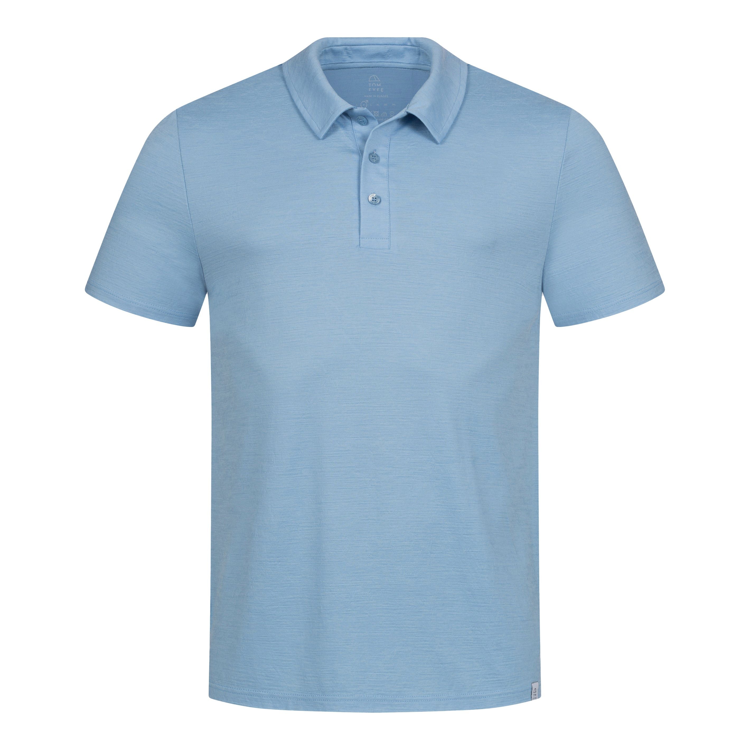 Poloshirt TOM FYFE Merino Poloshirt Herren Steel Blue / L