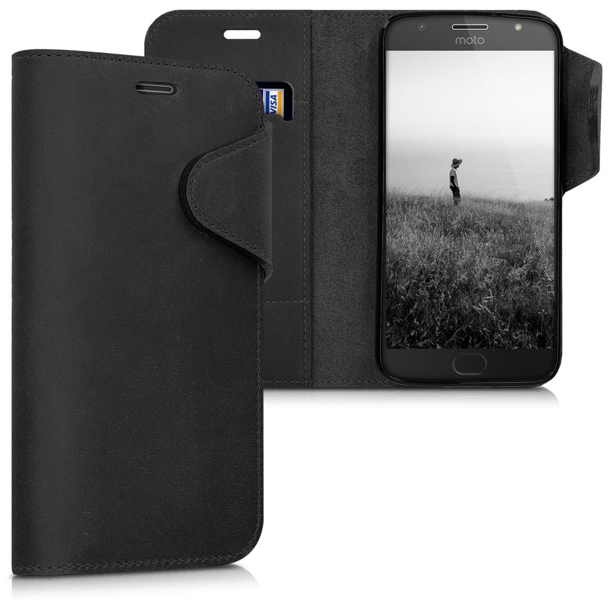 kalibri Handyhülle »Hülle für Motorola Moto G5S Plus«, Leder Handyhülle  Handy Case Cover - Schutzhülle Lederhülle