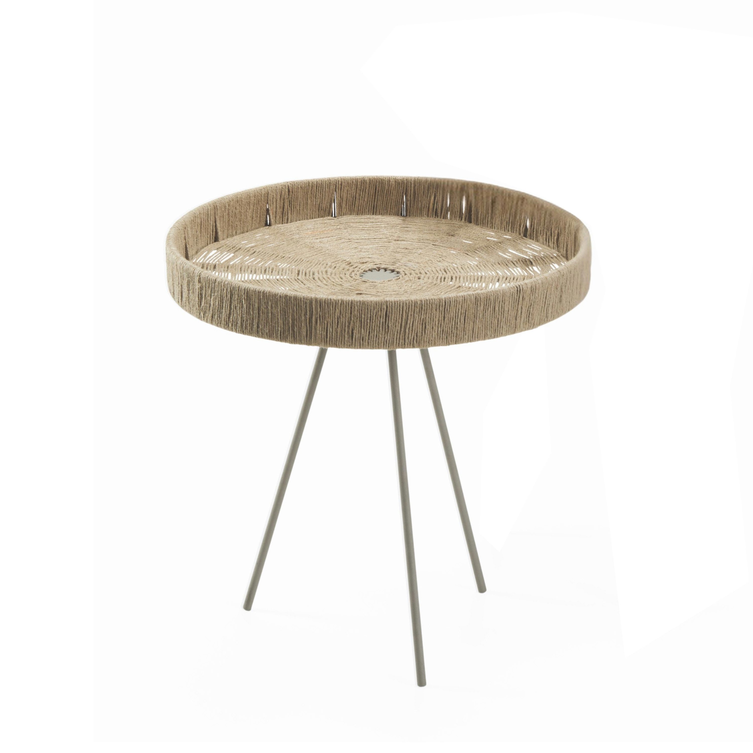 PHILIPPI Beistelltisch Tahiti, Jutebespannung, rund, Stahlgestell, Natur, 36 x 36 x 56 cm