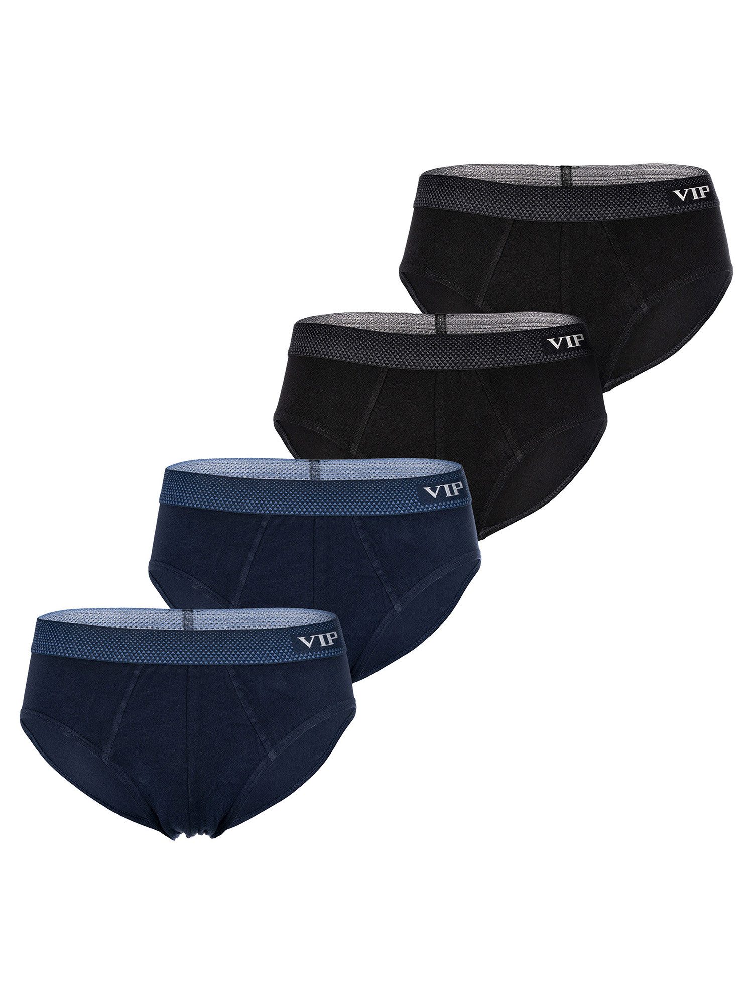 VIP Slip Premium Jersey Stretch - 4er Set - klassische Unterhosen (4-St) Unterwäsche Männer Herren Uni Baumwoll-Mix (95% Baumwolle) 4-Pack