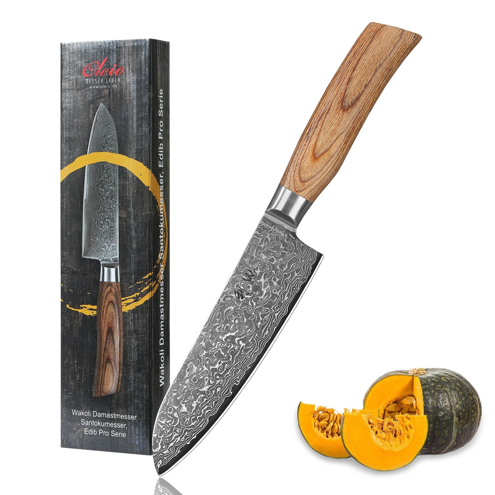 Wakoli Santokumesser EDIB Pro Damast Santoku Messer I 16cm Klinge I Pakkaholzgriff, 67 Lagen Damaststahl, VG-10 Stahlkern