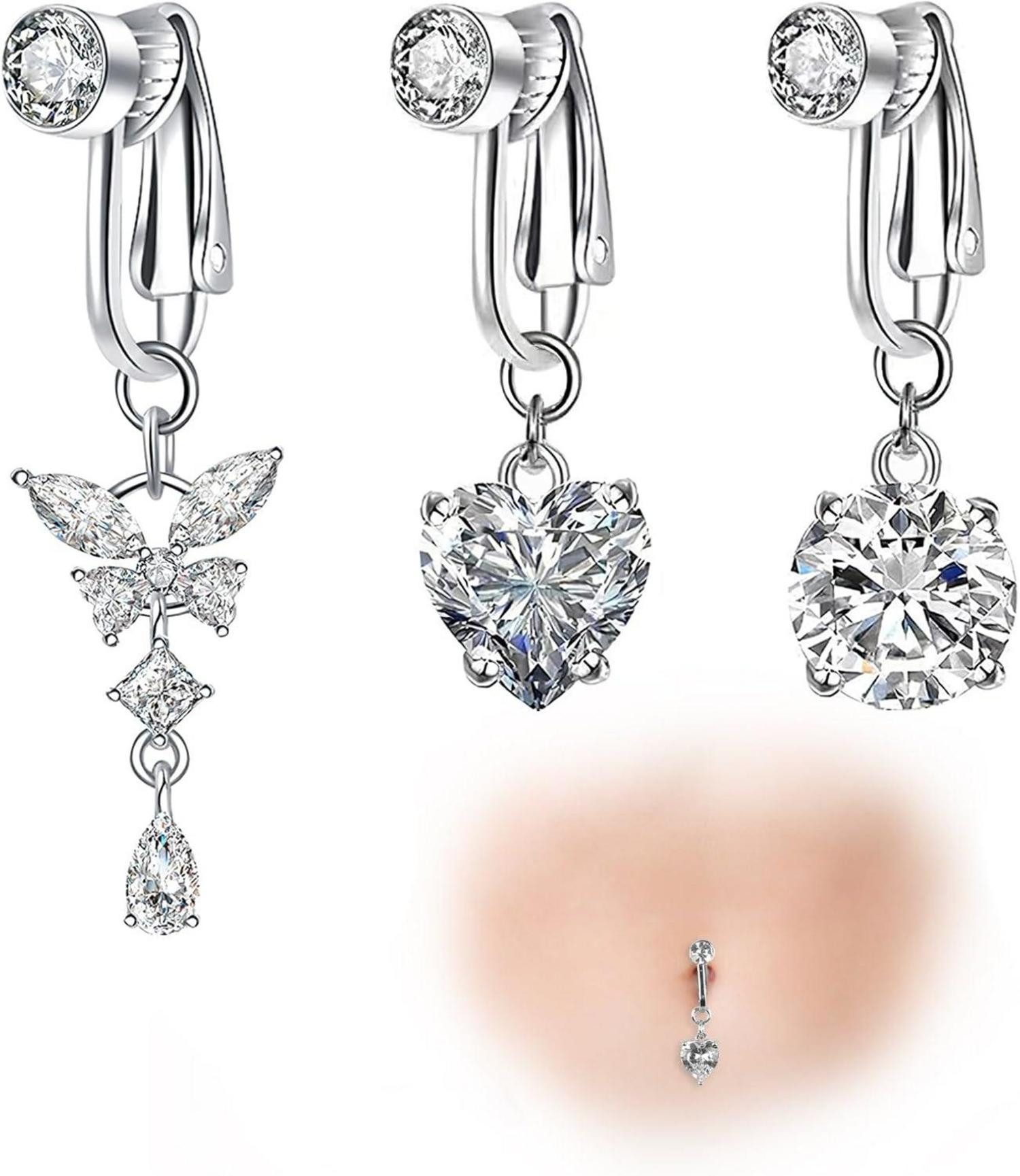 Moosono Bauchnabelpiercing Fake Bauchnabelpiercing mit Kristallkugel günstig online kaufen