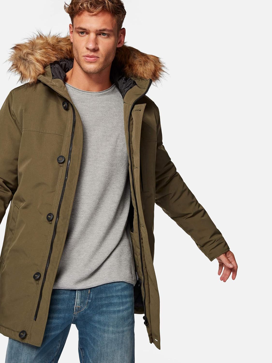 Mavi Kurzmantel Hooded Parka mit Kapuze und Fellbesatz Gr. XXL