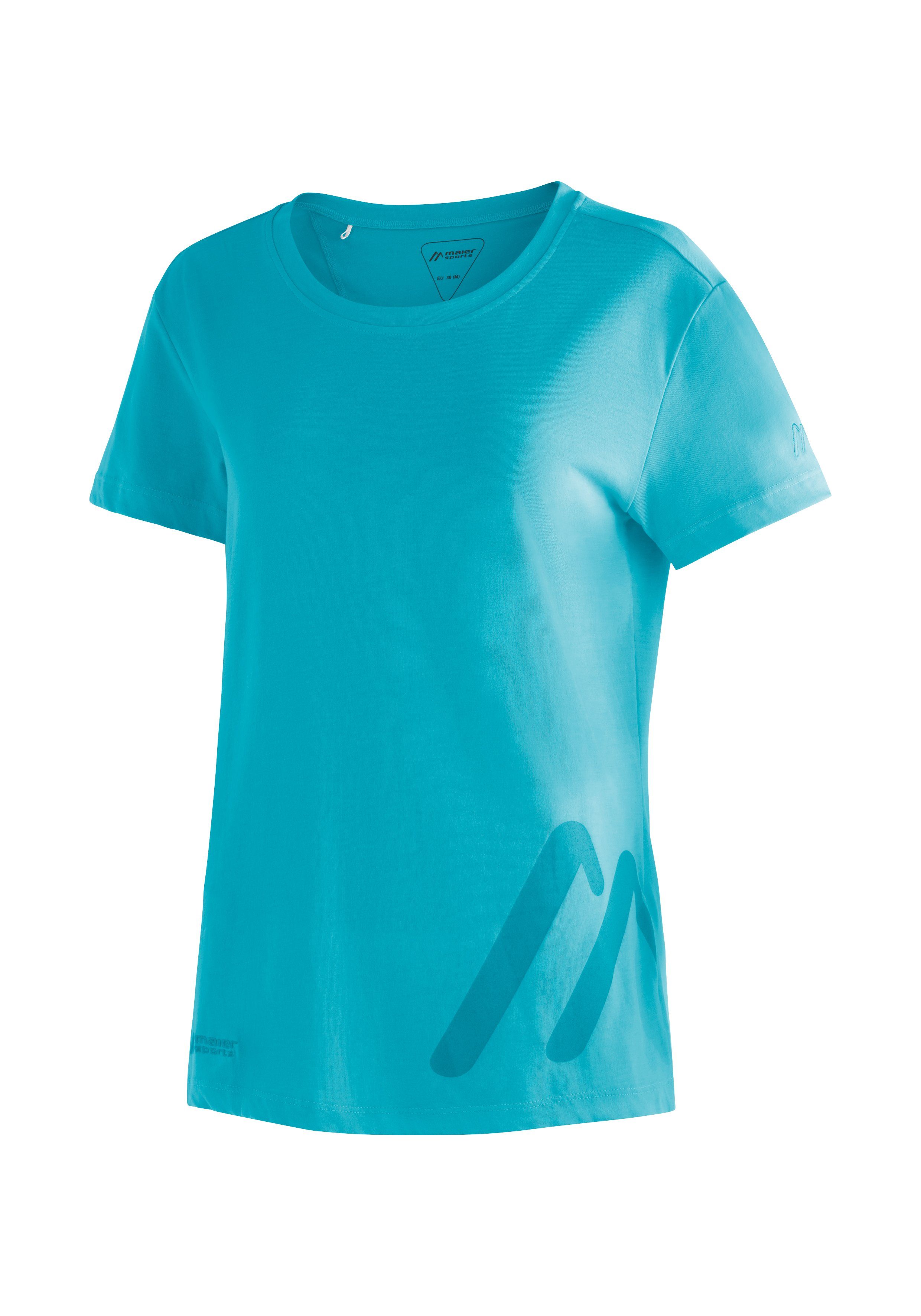 Maier Sports für Logo T-Shirt Damen Print Freizeit Kurzarmshirt mit Tee Wandern W und