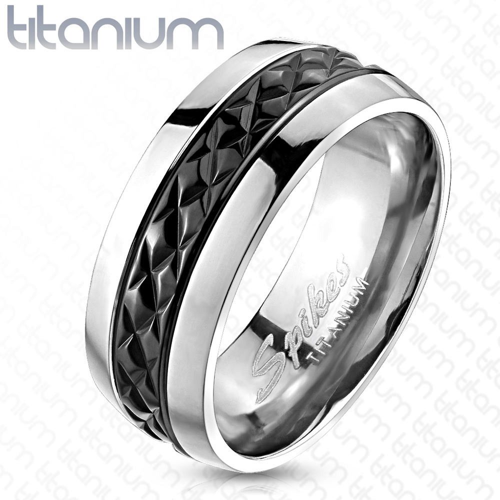Fingerring Ring Schwarz Silber Herren aus Titan