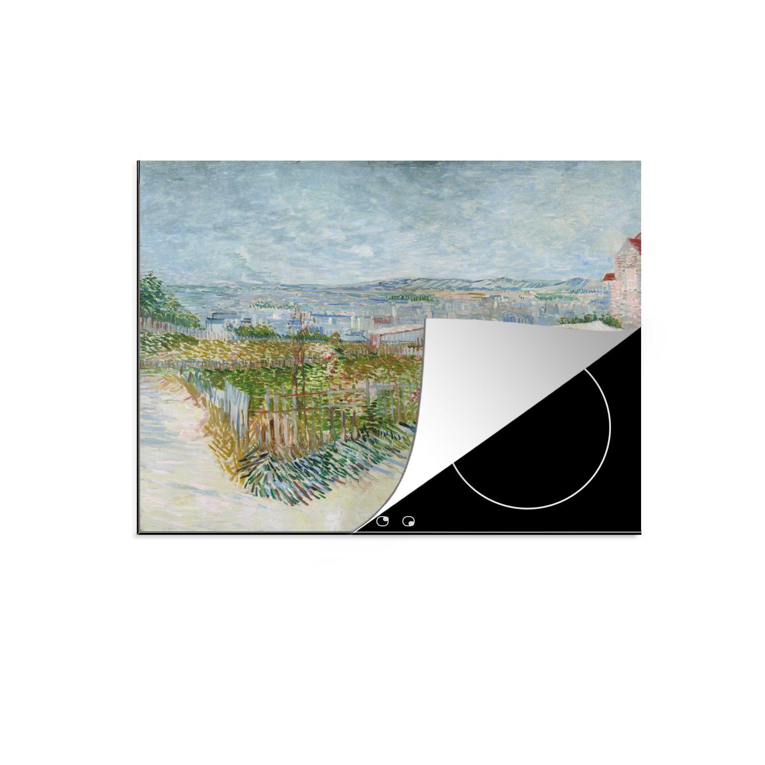 von Montmartre: Mühle Vinyl, Galette küche, Gogh, van für 59x52 MuchoWow Vincent cm, Induktionsmatte Herdblende-/Abdeckplatte hinter (1 der Ceranfeldabdeckung - tlg), die