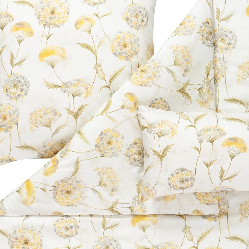 Estella Bettwäsche Estella Mako-Satin Bettwäsche 135x200 Lumina gelb beige Pusteblume, Mako-Satin, 2 teilig