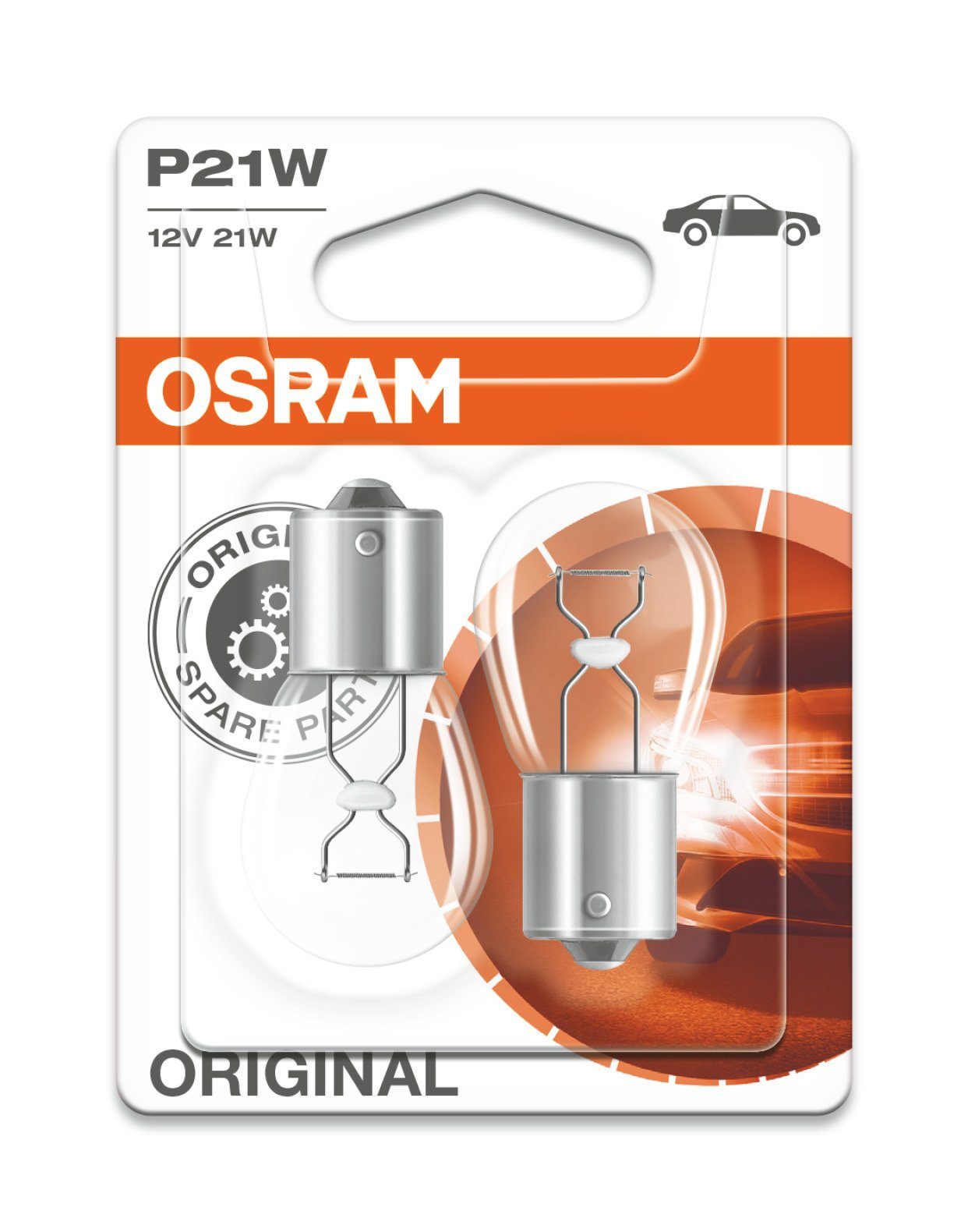 Osram Halogenlampe OSRAM ORIGINAL P21W BA15s 12 V/21 W (2er Blister)