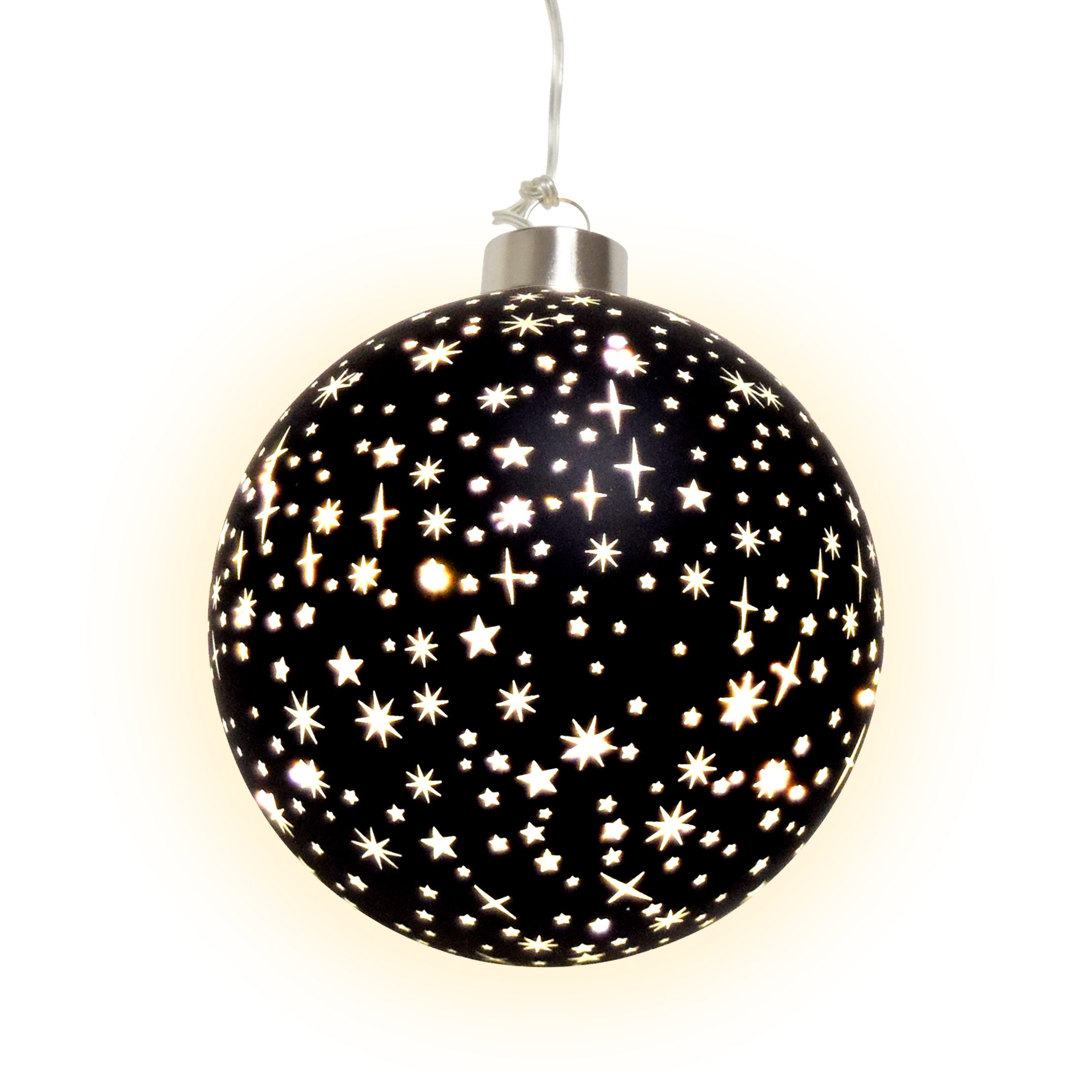 Spetebo LED Dekofigur Weihnachts Glaskugel Sterne schwarz matt, Batterie be günstig online kaufen