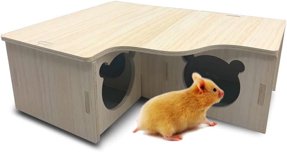 Coonoor Kleintierhaus Hamster Haus Holz, Mehrkammernhaus, Spielplatz, Haus für Zwerghamster, Rennmäuse, Degus, Goldhamster