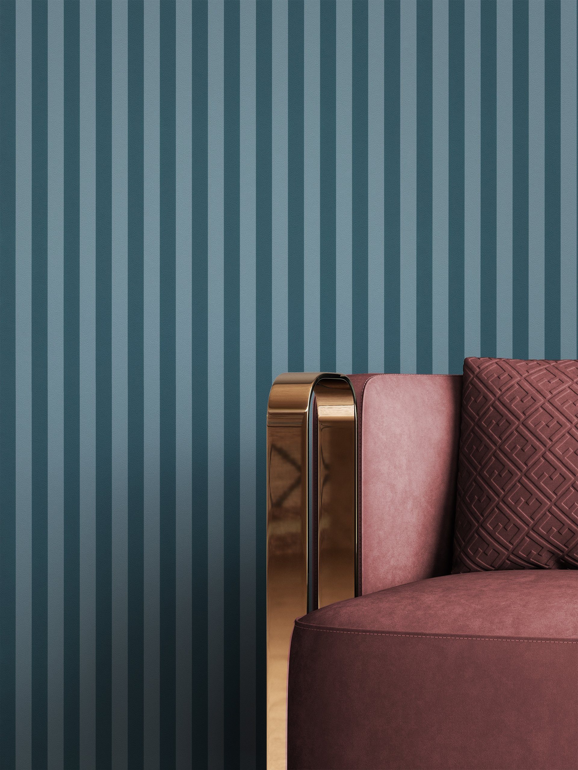 Newroom Vliestapete, Blau Tapete Landhaus Steifen günstig online kaufen