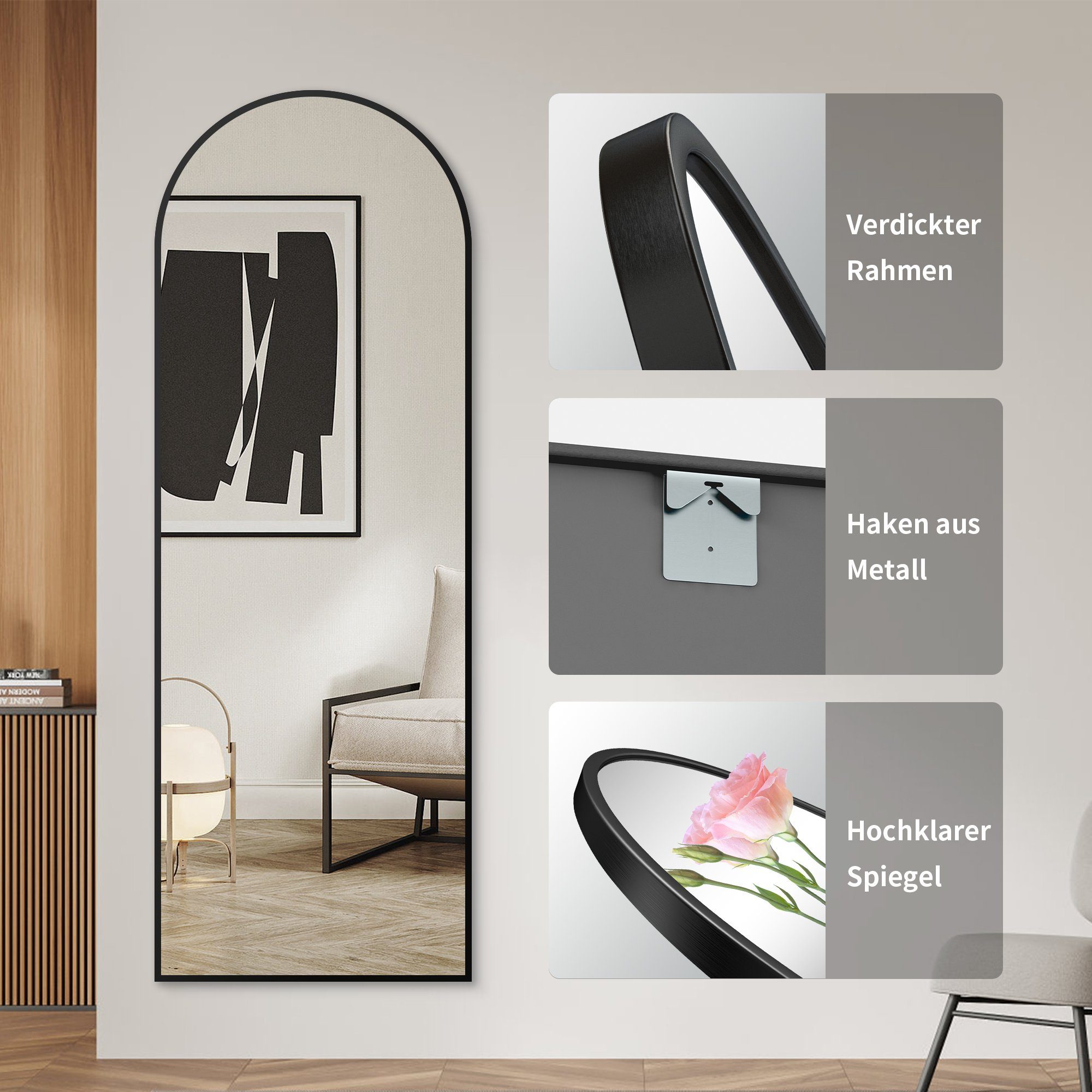 Boromal Standspiegel 150x50cm Wandspiegel Ganzkörperspiegel Groß günstig online kaufen