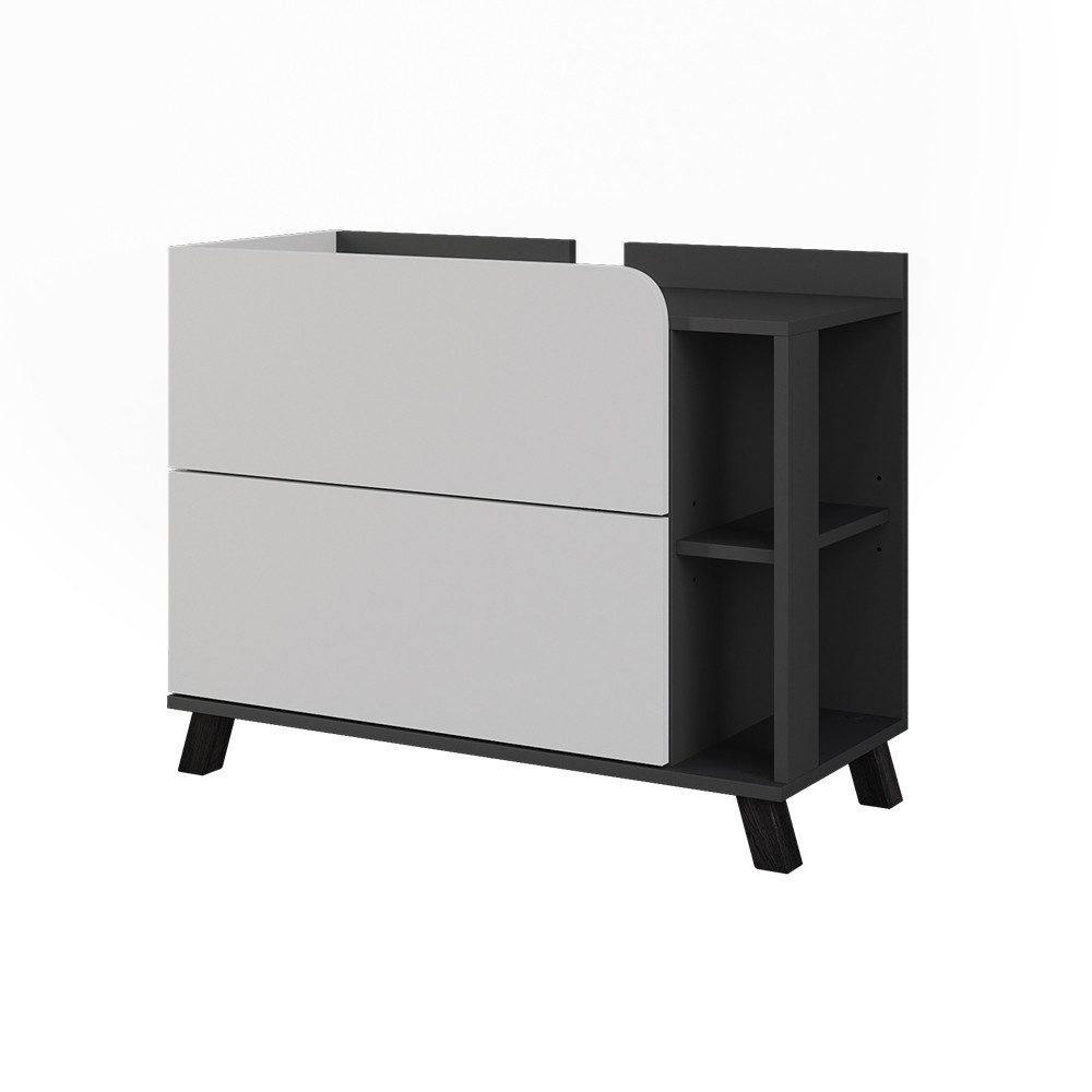 Vicco Waschbeckenunterschrank Karen, Weiß/Anthrazit, 80 x 65 cm mit 2 Schubladen