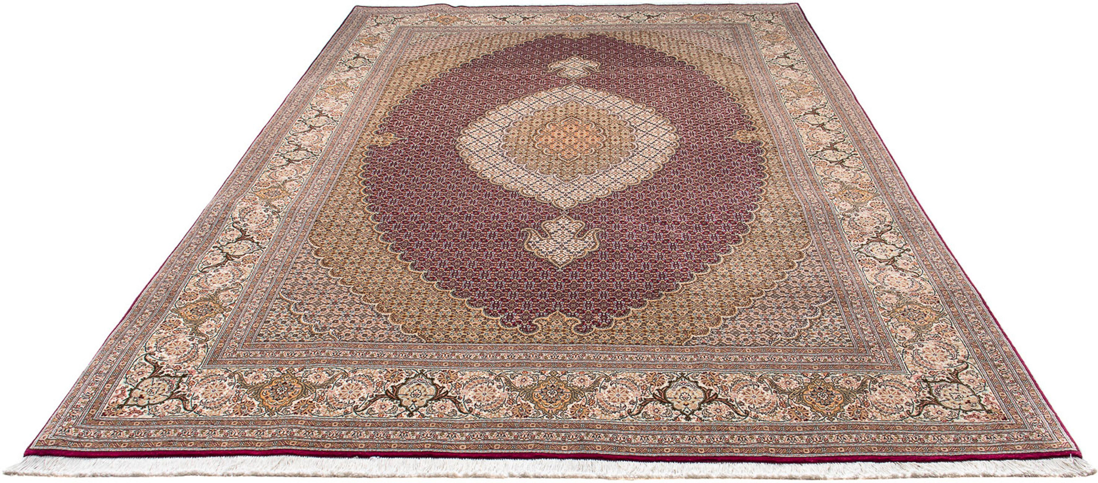 Orientteppich Perser - Täbriz - 308 x 204 cm - dunkelrot, morgenland, rechteckig, Höhe: 10 mm, Wohnzimmer, Handgeknüpft, Einzelstück mit Zertifikat