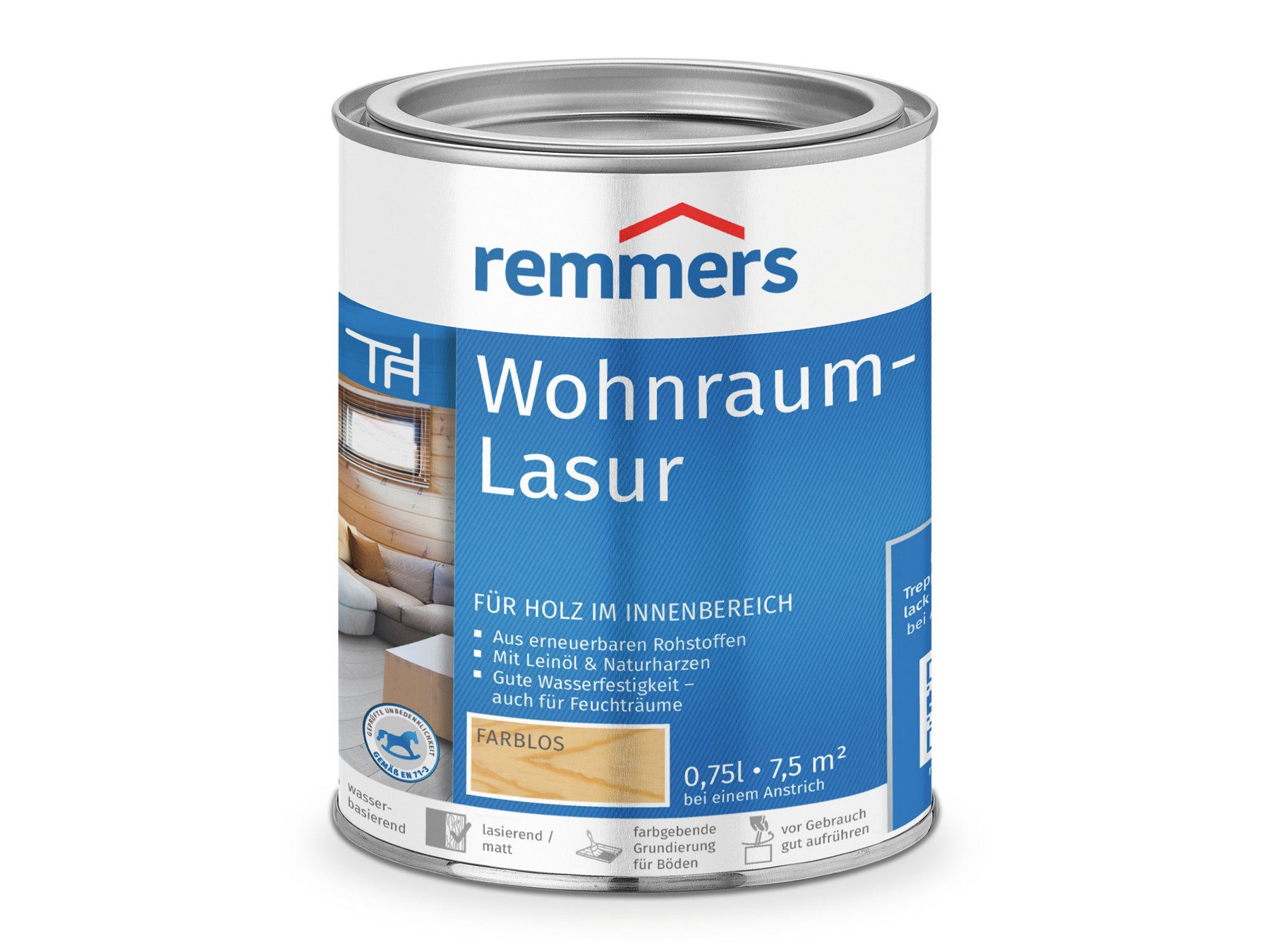 Remmers Holzschutzlasur Wohnraum-Lasur antikgrau 0,75 Liter, mit Abperleffekt