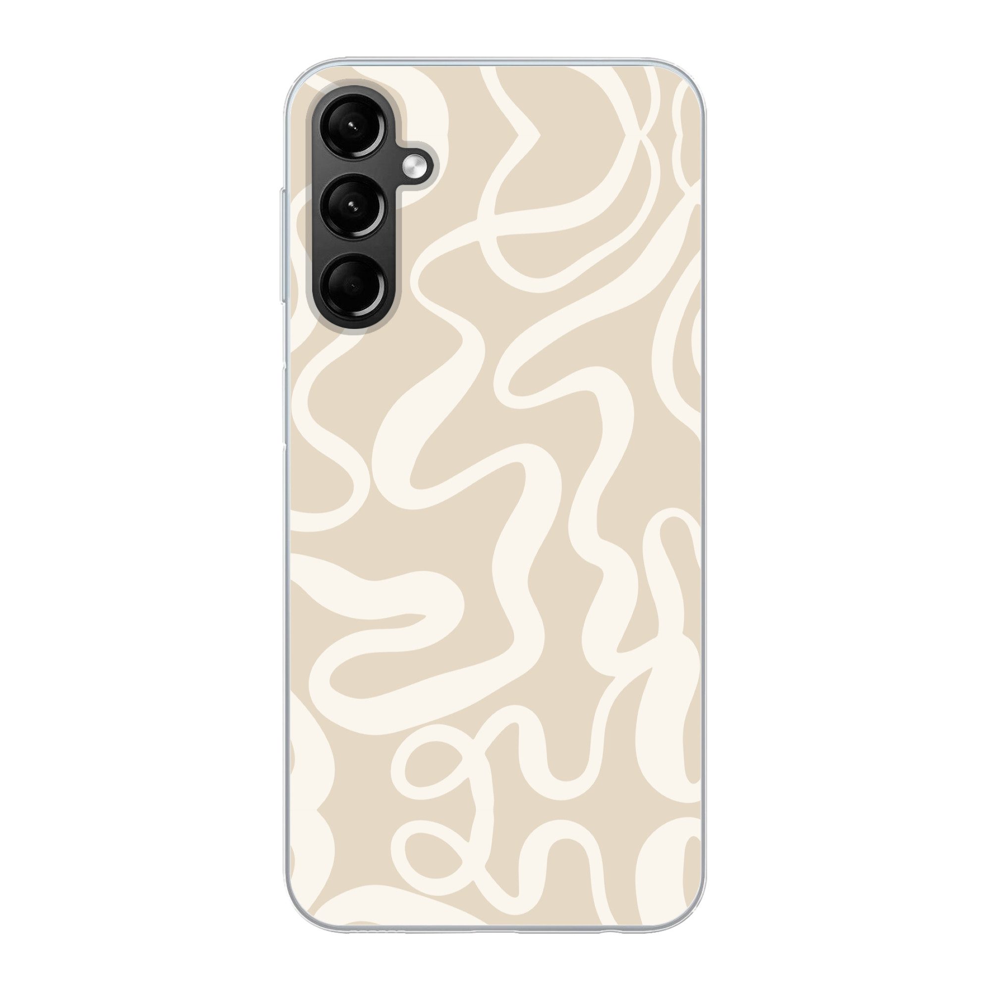 MuchoWow Handyhülle für Samsung Galaxy A24 Linien - Abstrakt - Beige - Weiß - Minimalistis, Smartphone-Bumper, Print, Handy Schutzhülle Dünn