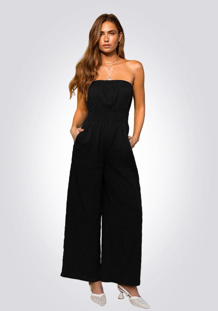 Cupshe Culotte-Overall Sonnenuntergang über den Cays Schwarzer Jumpsuit