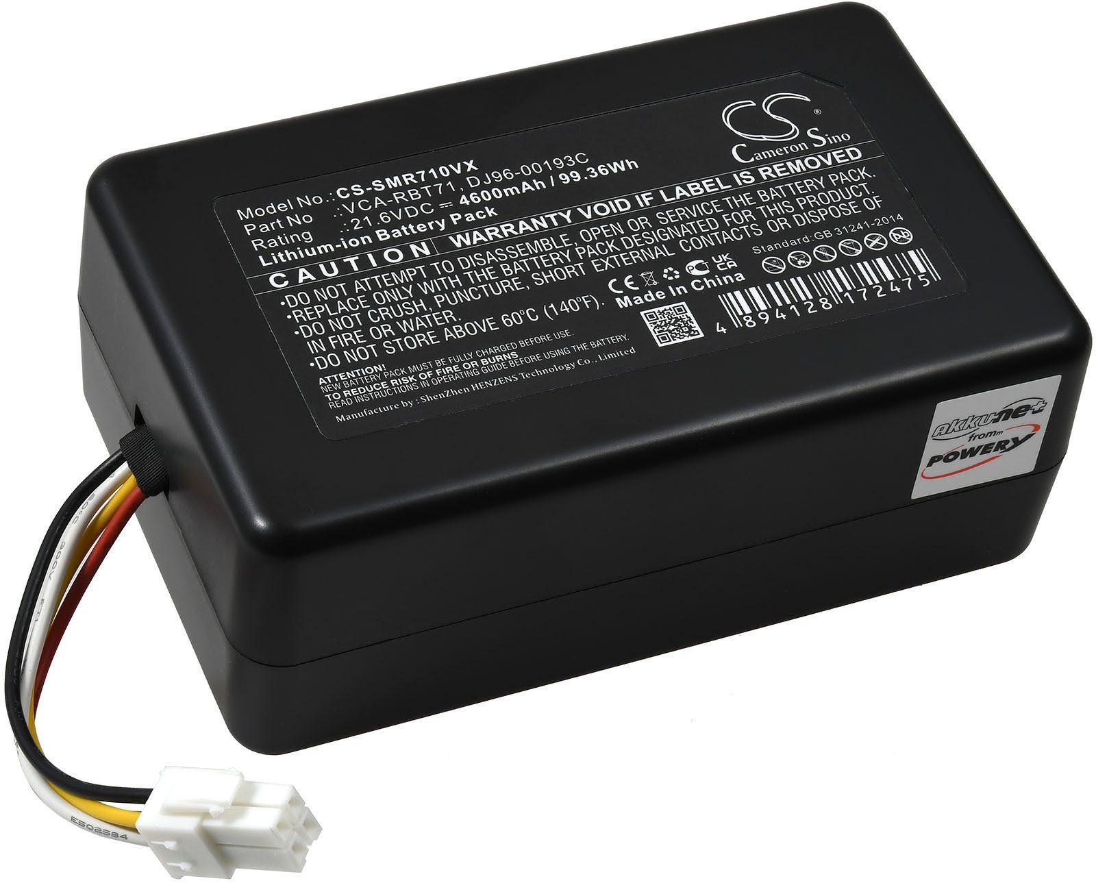 Powery Powerakku für Samsung VR2AK9350WK Staubsauger-Akku 4600 mAh (21.6 V)