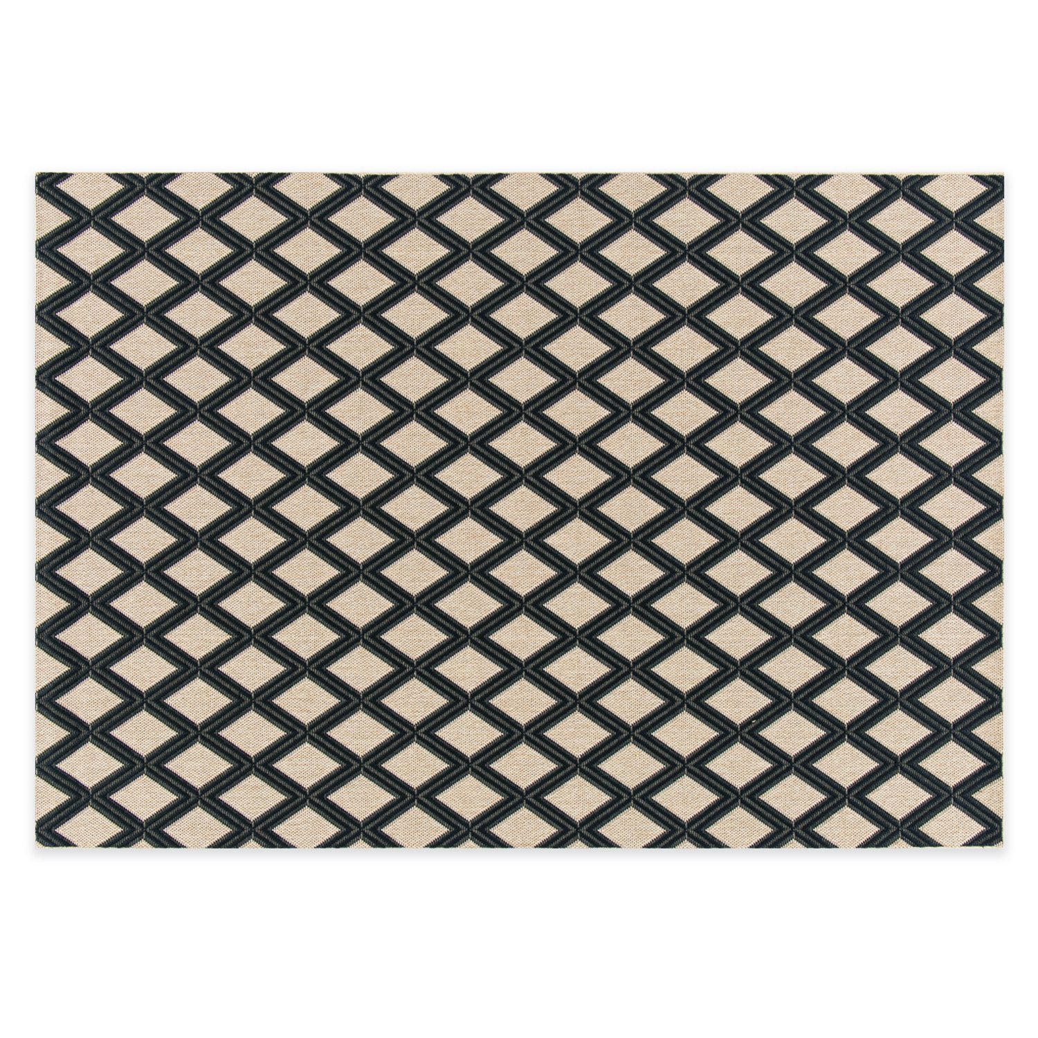 DomDeco Outdoorteppich In- & Outdoor Teppich UMAR, Serie "Noma", Beige-Schwarz, 120 x 170 cm, Rechteckig, Wetterfest & UV-beständig, schimmelresistent